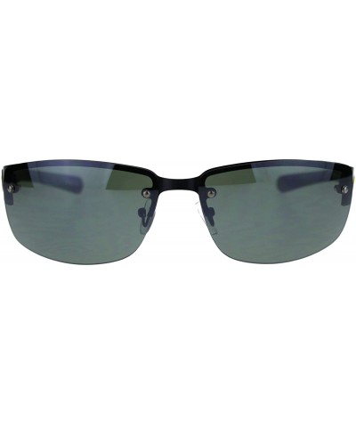 Rectangular Mens Fashion Sunglasses Designer Style Half Rim Rectangular Shades UV 400 - Black (Dark Green) - CU18AYLTU95 $7.72