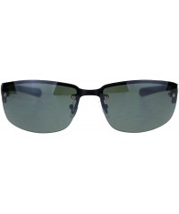 Rectangular Mens Fashion Sunglasses Designer Style Half Rim Rectangular Shades UV 400 - Black (Dark Green) - CU18AYLTU95 $7.72