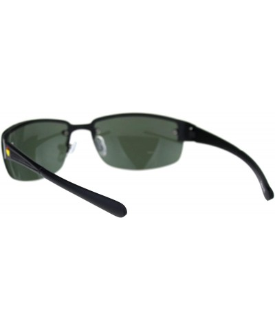 Rectangular Mens Fashion Sunglasses Designer Style Half Rim Rectangular Shades UV 400 - Black (Dark Green) - CU18AYLTU95 $7.72