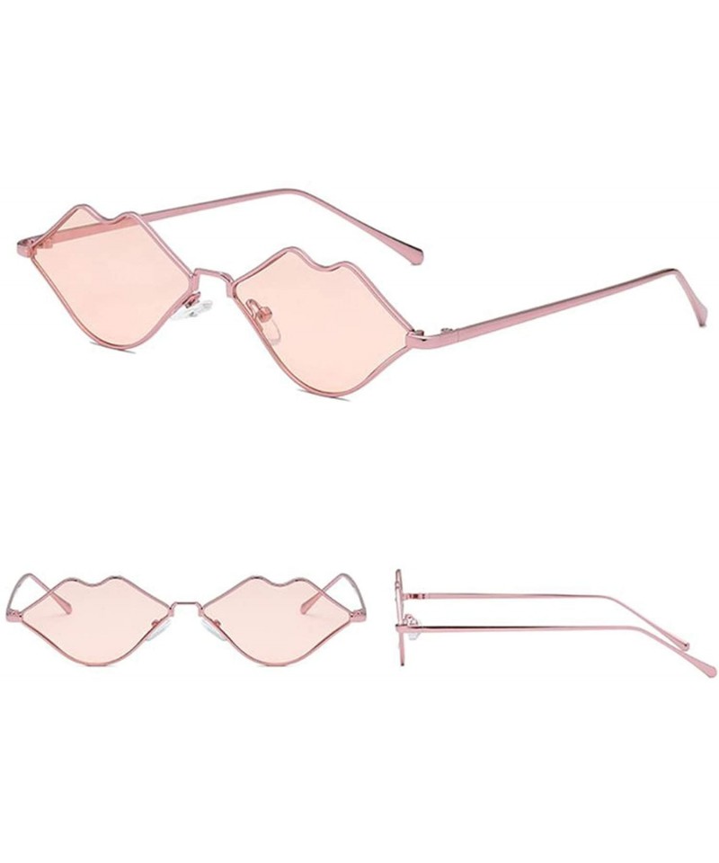 Oversized Sunglasses Women Sexy Mouth Sun Glasses Clear Color Metal Frame Eyewear Party Ladies - 5 - C218W0H5XRK $27.20