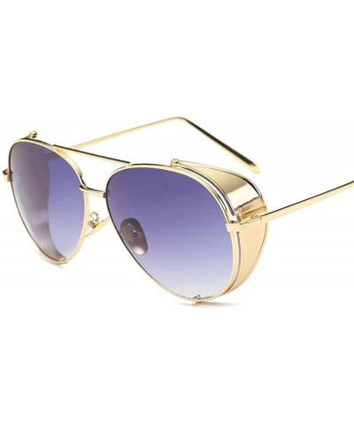 Aviator Retro Men Women Sunglasses Metal Polarized Hippie Steampunk Vintage Round Glasses Eyewear - CX18D6M7TM9 $20.36