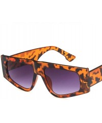 Rectangular Unisex Sunglasses Fashion Bright Black Grey Drive Holiday Rectangle Non-Polarized UV400 - Leopard Grey - CO18RKGA...