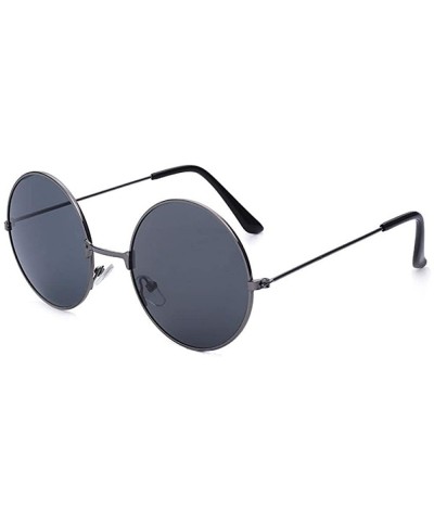 Round Round sunglasses personality prince mirror - Gun Gray Frame / Black Film - CQ18WSD0IL9 $51.53
