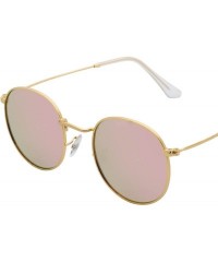 Round Classic Retro Metal Frame Round Circle Mirrored Sunglasses Men Women Glasses 3447 - Pink Polarized - CX18EXX4HKT $15.82