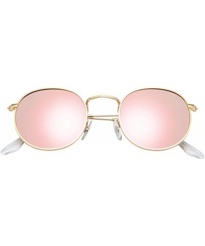 Round Classic Retro Metal Frame Round Circle Mirrored Sunglasses Men Women Glasses 3447 - Pink Polarized - CX18EXX4HKT $15.82