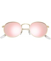 Round Classic Retro Metal Frame Round Circle Mirrored Sunglasses Men Women Glasses 3447 - Pink Polarized - CX18EXX4HKT $15.82