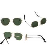 Oval Hipster Hexagonal Polarized Sunglasses Men Women Geometric Square Small Vintage Metal Frame Retro Shade Glasses - CJ18M2...