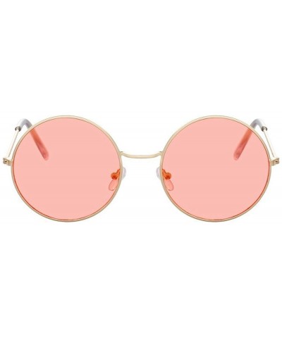 Round Retro Oval Sunglasses Women Brand Designer UV400 Vintage Metal Fe Round Sun Glasses Female - Silver - CH18W799EUU $11.75