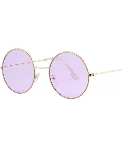 Round Retro Oval Sunglasses Women Brand Designer UV400 Vintage Metal Fe Round Sun Glasses Female - Silver - CH18W799EUU $11.75