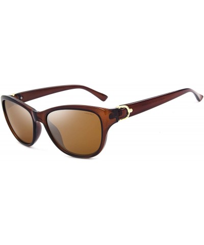 Oval Stylish Personality Polarized Retro Sunglasses for Women - Brown Frame Brown Lens - C918TQY4NSH $25.87