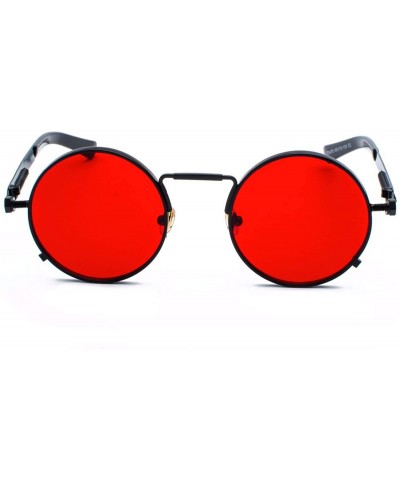 Oversized Clear Red Sunglasses Men Steampunk 2019 Metal Frame Retro Vintage Round Sun Glasses Women Black Uv400 - C9198534Q4U...