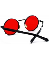 Oversized Clear Red Sunglasses Men Steampunk 2019 Metal Frame Retro Vintage Round Sun Glasses Women Black Uv400 - C9198534Q4U...