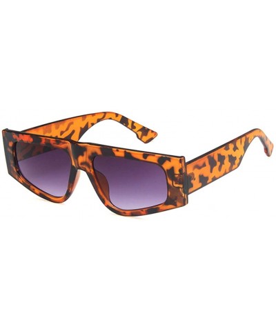 Rectangular Unisex Sunglasses Fashion Bright Black Grey Drive Holiday Rectangle Non-Polarized UV400 - Leopard Grey - CO18RKGA...