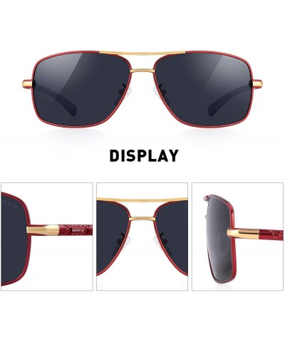 Round HOT Fashion Driving Polarized Sunglasses for Men Square 45mm glasses S8714 - Red - CU12FTQC85V $12.31