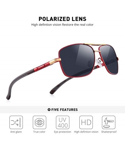 Round HOT Fashion Driving Polarized Sunglasses for Men Square 45mm glasses S8714 - Red - CU12FTQC85V $12.31
