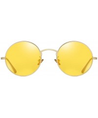 Round Women Vintage Sunglasses Polarized Retro Male Sun Glasses Round Metal Frame Uv400 - Gold With Yellow - CD18X63EEI4 $9.88