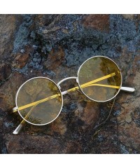 Round Women Vintage Sunglasses Polarized Retro Male Sun Glasses Round Metal Frame Uv400 - Gold With Yellow - CD18X63EEI4 $9.88