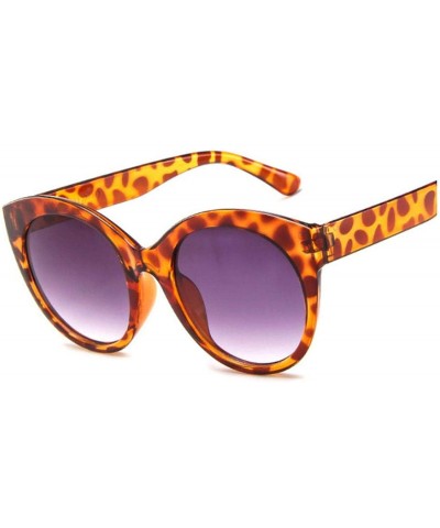 Goggle Vintage Pink Cat Eye Sunglasses Women Fashion Mirror Cateye Round Sun Glasses Shades UV400 - Leopard - CV1985C8GZ4 $19.15