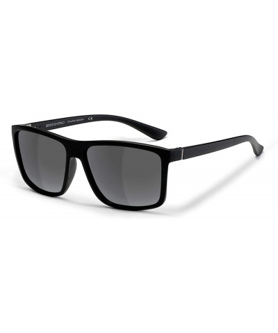 Rectangular Firenze Style Designed in Italy Polarized Lense 100% UV Protection Special Film - Shine Black - CU18UEO6I4Y $14.57