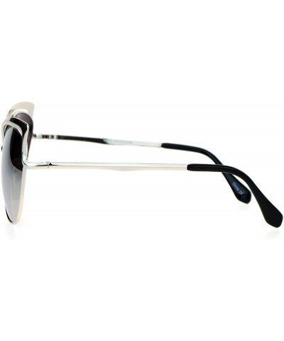 Cat Eye Womens Mirrored Mirror Lens Metal Cat Eye Diva Retro Sunglasses - Silver Mirror - CO12DST6OYH $13.77