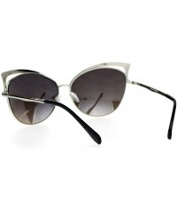 Cat Eye Womens Mirrored Mirror Lens Metal Cat Eye Diva Retro Sunglasses - Silver Mirror - CO12DST6OYH $13.77