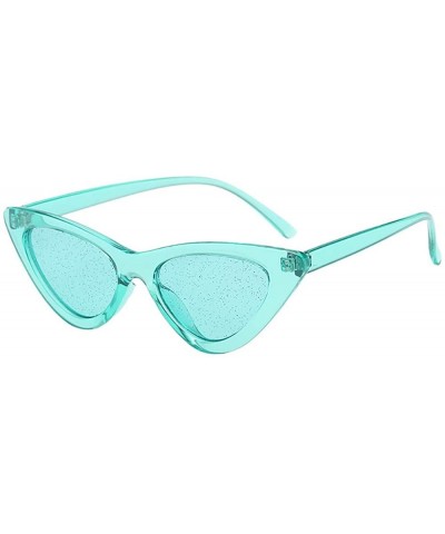 Aviator Women Vintage Cat Eye Sequins Transparent Sunglasses Retro Eyewear Fashion - D - CW18SK69M5G $11.49