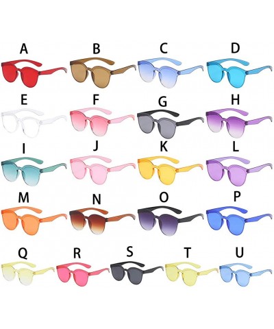 Rimless Men's and women's Candy Color Rimless Conjoined Transparent Sunglasses One Piece Unisex Neon Colors Eyewear - R - CH1...
