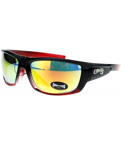 Rectangular Mens Skater Motorcross Warp Biker Rectangular Sport Plastic Sunglasses - Black Red - CW11VP7TIIT $13.40