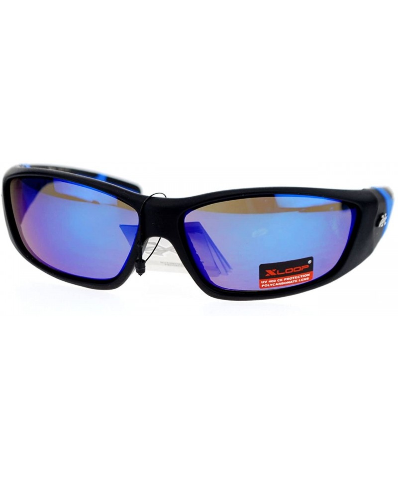 Oval Xlopp Sports Fashion Sunglasses Unisex Oval Wrap Matte Frame Rubber - Blue - CH127364FAP $9.61