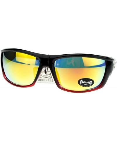 Rectangular Mens Skater Motorcross Warp Biker Rectangular Sport Plastic Sunglasses - Black Red - CW11VP7TIIT $19.82