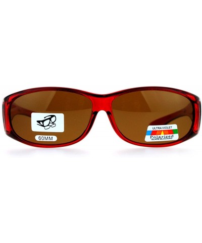 Rectangular Rectangular Polarized Anti-glare 60mm Fit Over OTG Sunglasses - Red - C612MX0J33S $23.21
