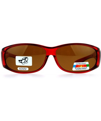 Rectangular Rectangular Polarized Anti-glare 60mm Fit Over OTG Sunglasses - Red - C612MX0J33S $13.48