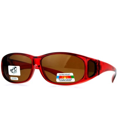 Rectangular Rectangular Polarized Anti-glare 60mm Fit Over OTG Sunglasses - Red - C612MX0J33S $13.48