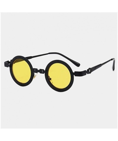 Round Round Steam Punk Sunglasses for Men and Women Hollow Legs UV400 - C7 Black Yellow - CY198CYZWUY $25.14