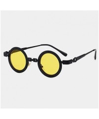 Round Round Steam Punk Sunglasses for Men and Women Hollow Legs UV400 - C7 Black Yellow - CY198CYZWUY $15.02