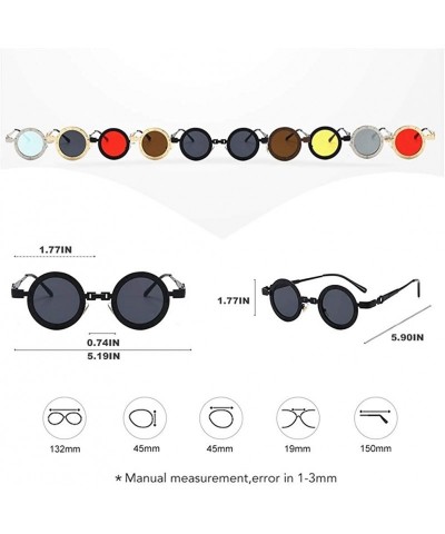 Round Round Steam Punk Sunglasses for Men and Women Hollow Legs UV400 - C7 Black Yellow - CY198CYZWUY $15.02