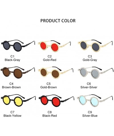 Round Round Steam Punk Sunglasses for Men and Women Hollow Legs UV400 - C7 Black Yellow - CY198CYZWUY $15.02