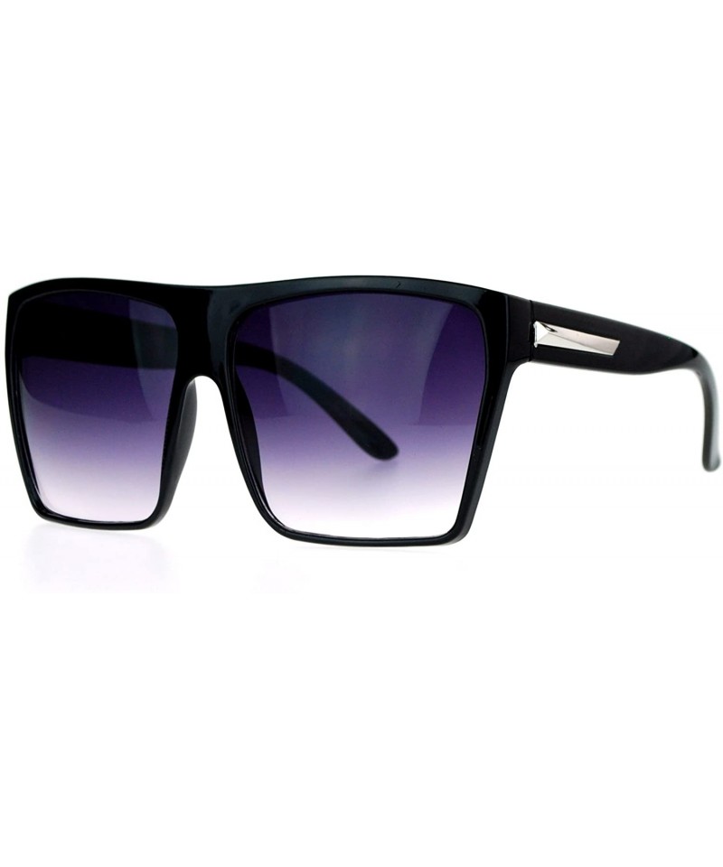 Rectangular Large Coverage Super Oversized Flat Top Mobster Rectangular Sunglasses - Black Silver - CN11YRO0HN7 $10.65