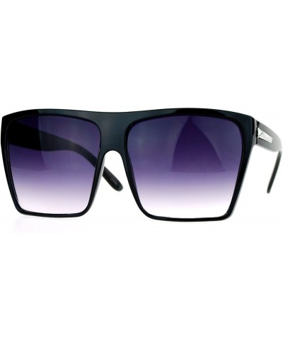 Rectangular Large Coverage Super Oversized Flat Top Mobster Rectangular Sunglasses - Black Silver - CN11YRO0HN7 $10.65