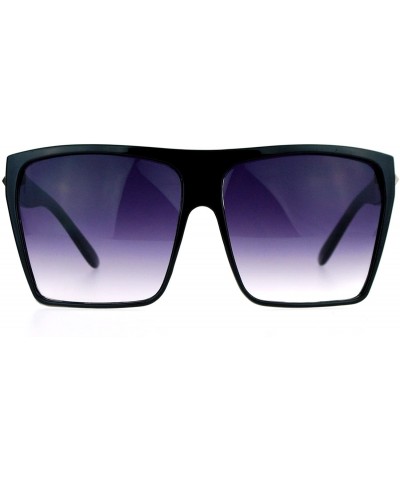 Rectangular Large Coverage Super Oversized Flat Top Mobster Rectangular Sunglasses - Black Silver - CN11YRO0HN7 $10.65