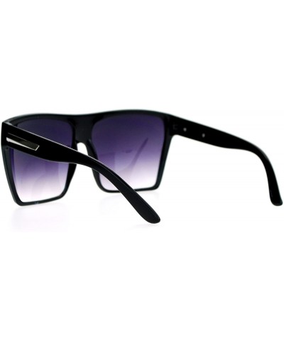 Rectangular Large Coverage Super Oversized Flat Top Mobster Rectangular Sunglasses - Black Silver - CN11YRO0HN7 $10.65