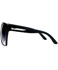 Rectangular Large Coverage Super Oversized Flat Top Mobster Rectangular Sunglasses - Black Silver - CN11YRO0HN7 $10.65