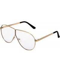 Shield Oversize Flat Top Aviator Vintage Retro SHIELD Clear Lens Mens Womens Sunglasses - Clear Gold - CM17X3NN34Y $8.48