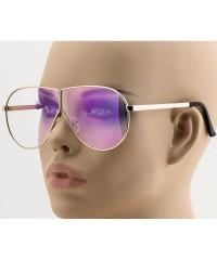 Shield Oversize Flat Top Aviator Vintage Retro SHIELD Clear Lens Mens Womens Sunglasses - Clear Gold - CM17X3NN34Y $8.48