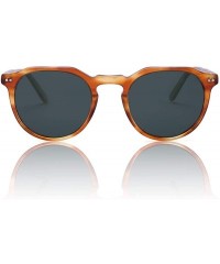 Round Round Acetate Sunglasses for Women Men- Retro Polarized Sunglasses Slim Frame Fashion Designer Style - CA1966Q50ZY $25.56