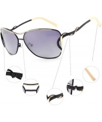 Oversized Fashion UV400 Polarized Cat Eye Sunglasses for Women Metal Frame - Black - CY12KPF4PGB $12.79