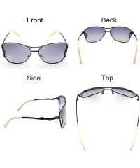 Oversized Fashion UV400 Polarized Cat Eye Sunglasses for Women Metal Frame - Black - CY12KPF4PGB $12.79