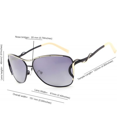 Oversized Fashion UV400 Polarized Cat Eye Sunglasses for Women Metal Frame - Black - CY12KPF4PGB $12.79