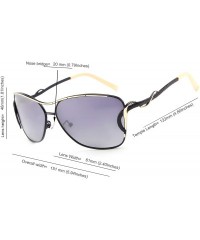 Oversized Fashion UV400 Polarized Cat Eye Sunglasses for Women Metal Frame - Black - CY12KPF4PGB $12.79