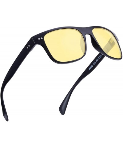 Square Driving Sunglasses Polarized Fashion Lightweight - Black/ Night Vision Lens - C818ILKT0IC $10.93